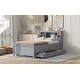 preview thumbnail 19 of 26, Twin Size Platform Kids Bed Frame with Storage Headboard, USB, Twin Size Trundle and 3-Drawers for Bedroom, White