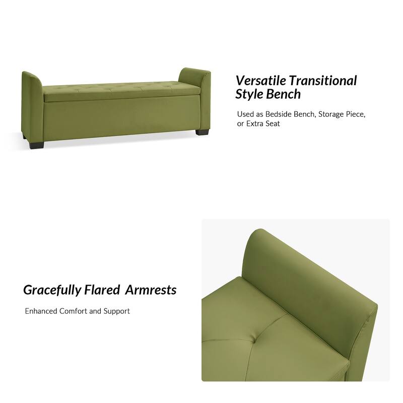 Laura Traditional 57.75"Wide Tufted Storage Bench by HULALA HOME