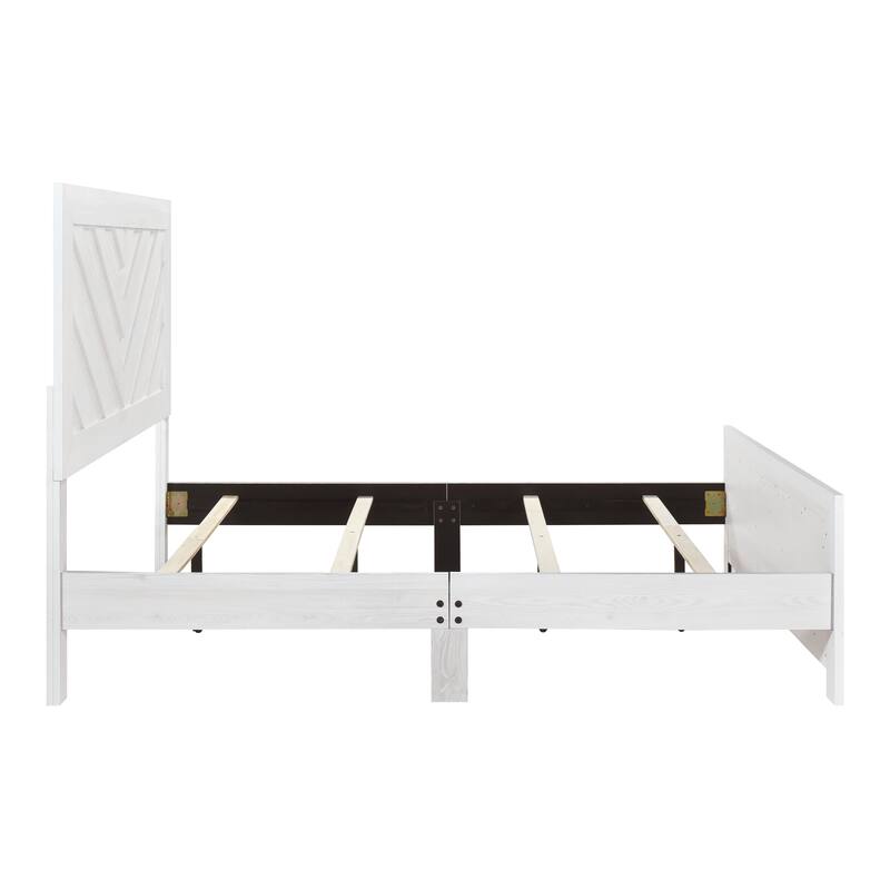 Contemporary White Finish Queen Size Panel Bed Wooden Bedroom Furniture 1pc