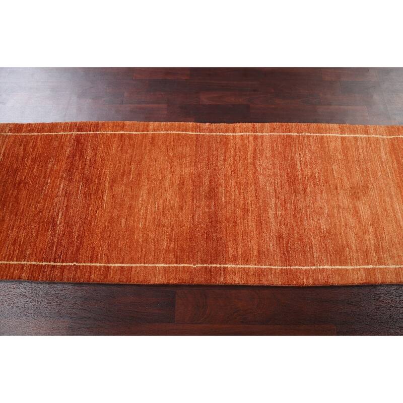 Bordered Gabbeh Kashkoli Oriental Runner Rug Hand-knotted Wool Carpet - 2'5" x 8'5"