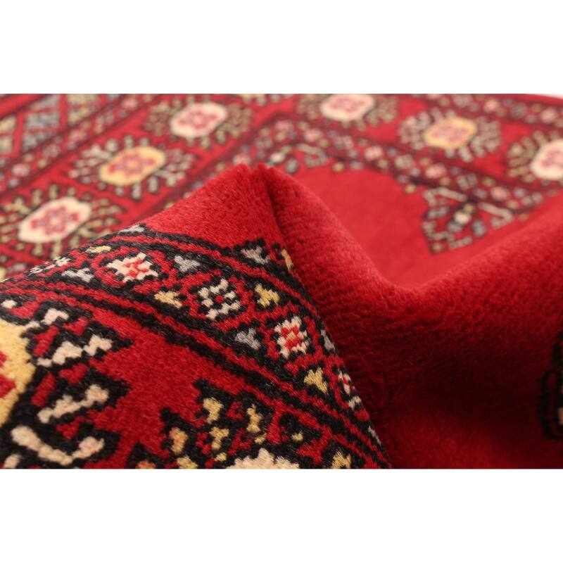 ECARPETGALLERY Hand-knotted Finest Peshawar Bokhara Red Wool Rug - 2'8 x 4'2