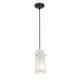 preview thumbnail 1 of 0, Access Lighting Glass`n Glass Cylinder Bronze Integrated LED Cord Pendant, Clear/Opal Shade