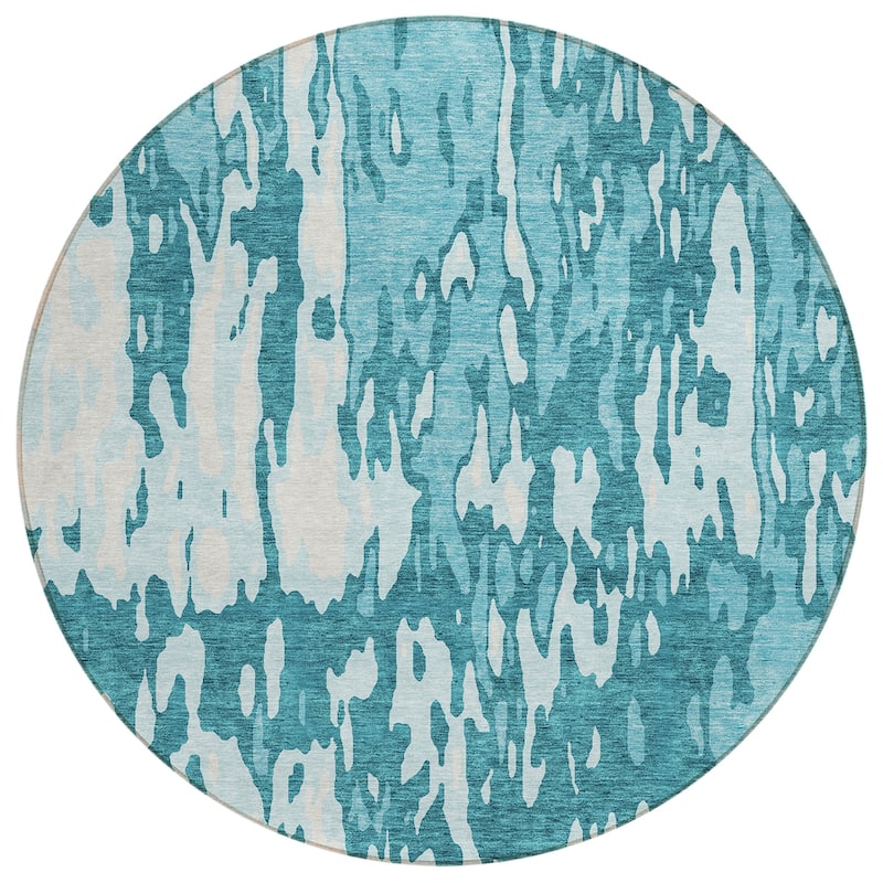 Machine Washable Indoor/ Outdoor Abstract Contemporary Chantille Rug