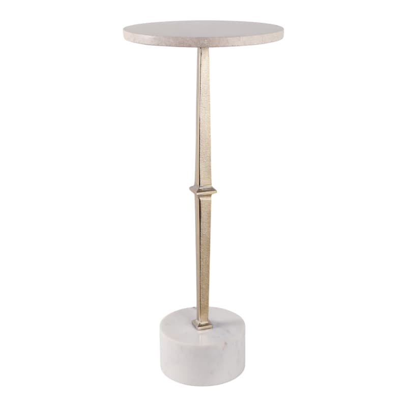 Metal Side Table Modern Slim Base Round Top Cocktail Accent - 24" Gold - 24.0"