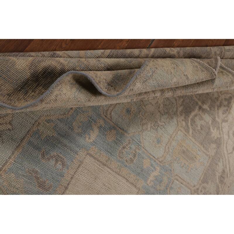 Vegetable Dye Grey Oushak Turkish Area Rug Hand-Knotted Wool Carpet - 6'0"x 8'9"