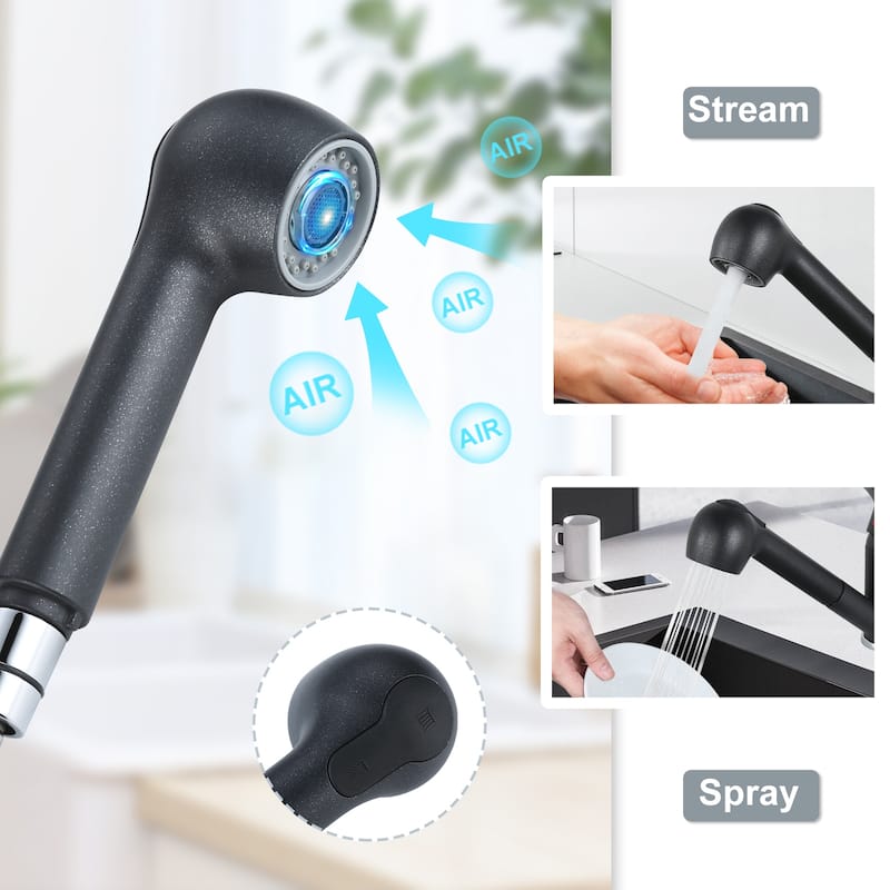 WOWOW Modern Single Handle Pull Down Kitchen Faucet