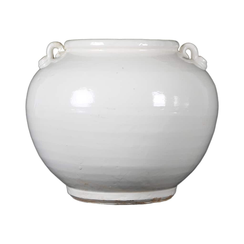 Artissance 10.2" Creamy White Round Pot With Two Handles - 10.2" L x 10.2" W x 8.6" H