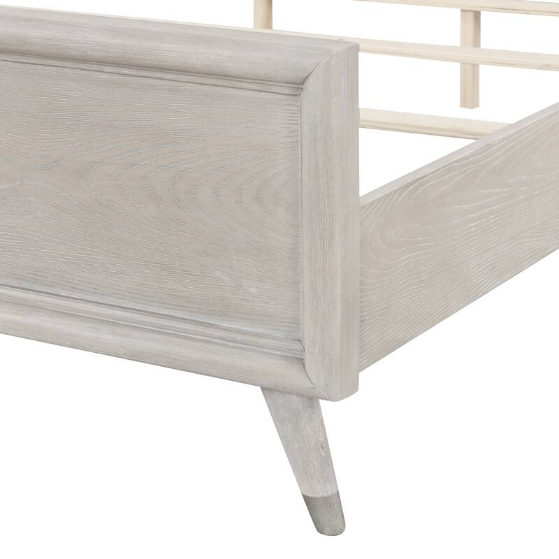 Roundhill Furniture Seluna 4-Piece Bedroom Set with Touch LED Lighting, Gray Oak Finish