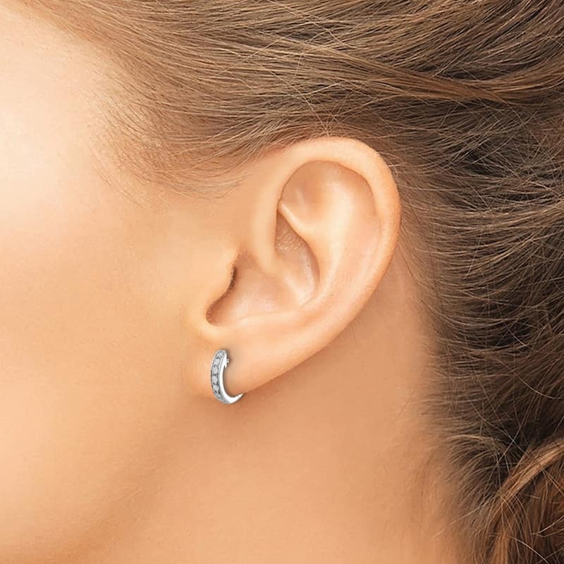 Curata 14k White Gold Diamond Earrings - 11x12mm Wide 1mm Thick
