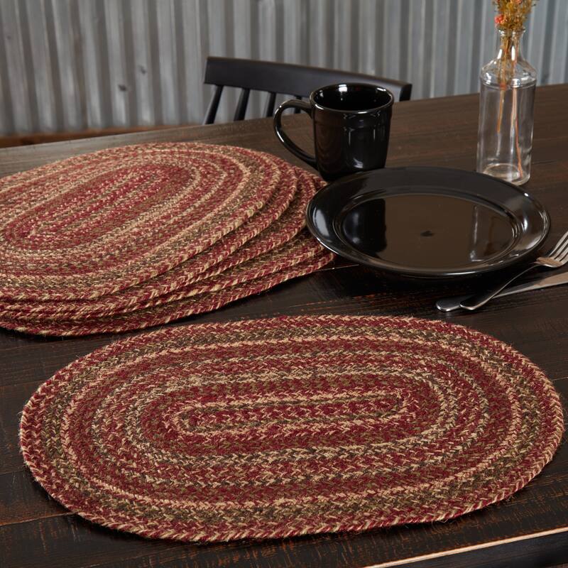 Cider Mill Jute Placemat Set of 6 12x18 Burgundy