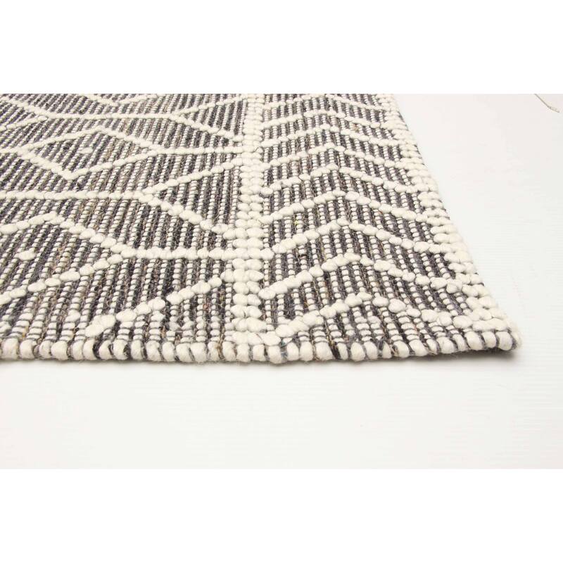 ECARPETGALLERY Braid weave Sienna Grey Wool Rug - 5'0 x 8'1