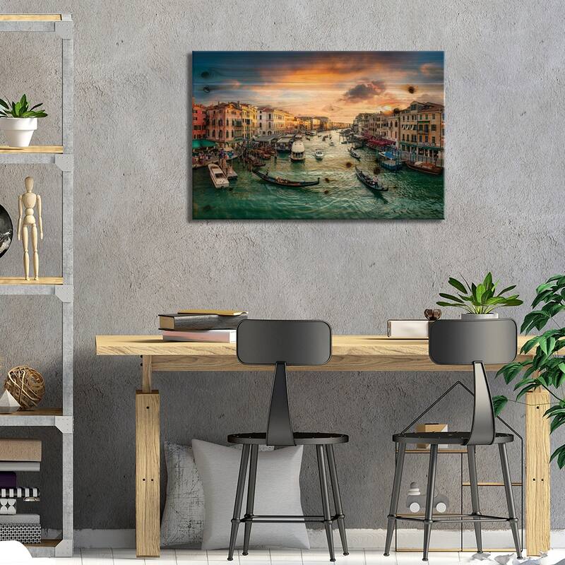 The Grand Canal in Venice, Italy Print On Wood by Jan Becke - Multi-Color