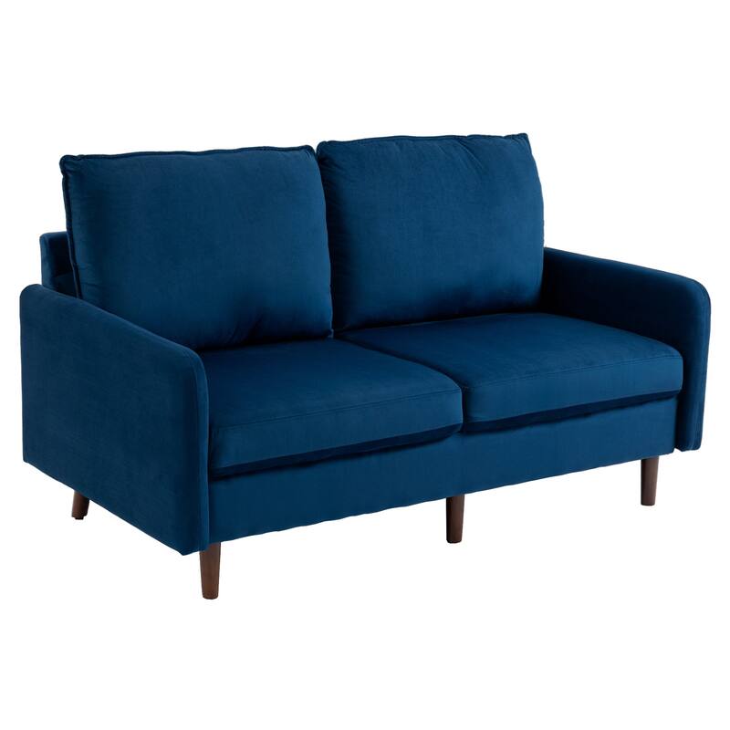 2 Pices Velvet Loveseat Wood Legs Sofa