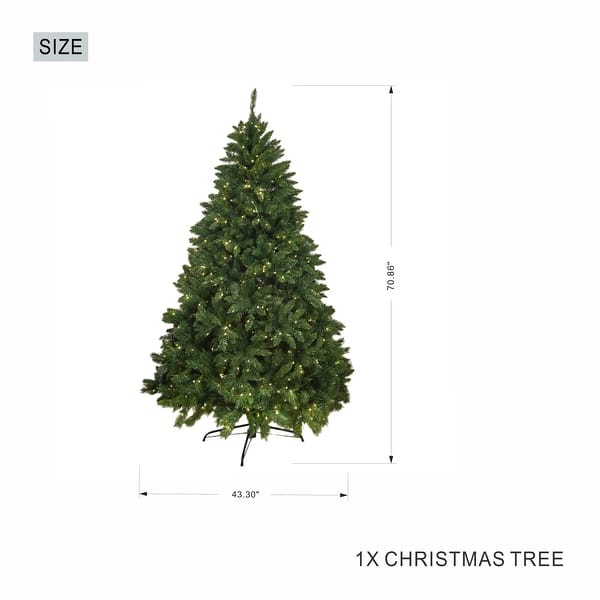 dimension image slide 0 of 3, 5/ 6/ 7-foot PVC Artificial Holiday Christmas Tree with LED Lights for Home, Office,Party Decoration