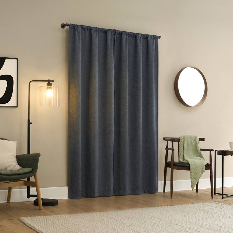 Sun Zero Prescott 2-Piece Herringbone Magnetic Closure Total Blackout Rod Pocket Curtain Panel Pair
