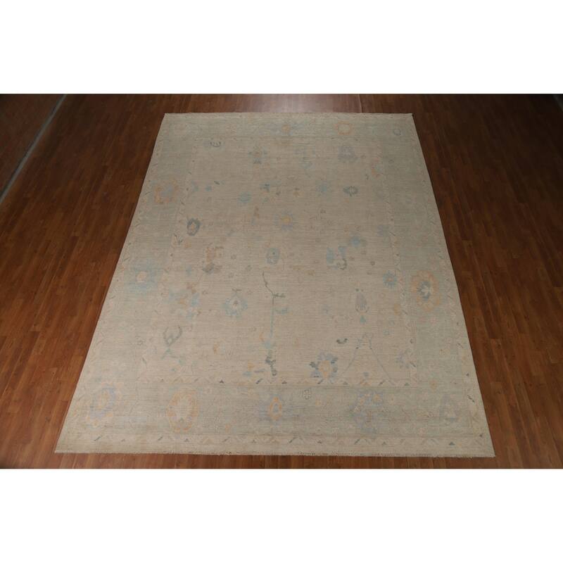 Vegetable Dye Oriental Oushak Turkish Area Rug Handmade Wool Carpet - 9'6"x 12'6"