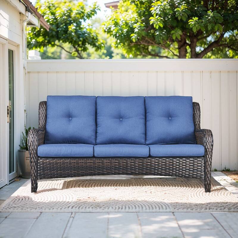Outdoor Sofa Chair with Coffee Table and Ottoman