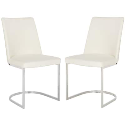 SAFAVIEH Felipa Mid-Century Modern White Dining Chair (Set of 2) - 18.5" x 22.3" x 33.5" - 19Wx22Dx34H