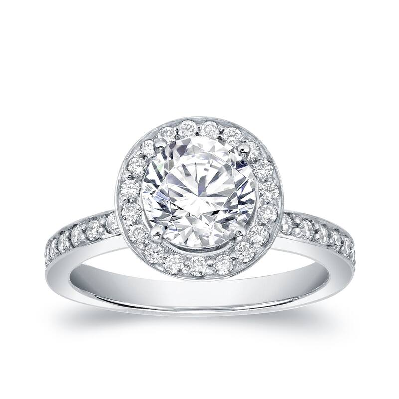 Auriya 14k Gold 1 1/2ctw Halo Diamond Engagement Ring Certified - White - 4