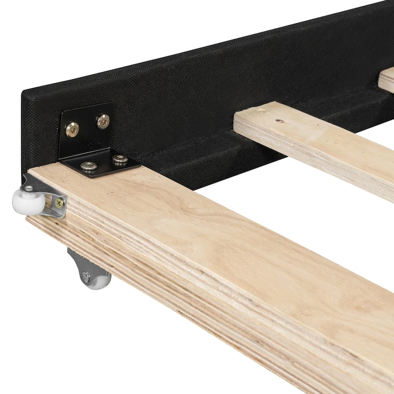 Velvet Upholstered Platform Bed Twin Size Daybed with Pull Out Trundle Bed and Wood Slat Support, No Box Spring Needed
