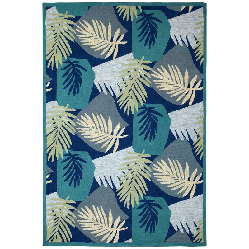 Liora Manne Capri Patchwork Palms Indoor/Outdoor Rug - 3'6" x 5'6" - Navy