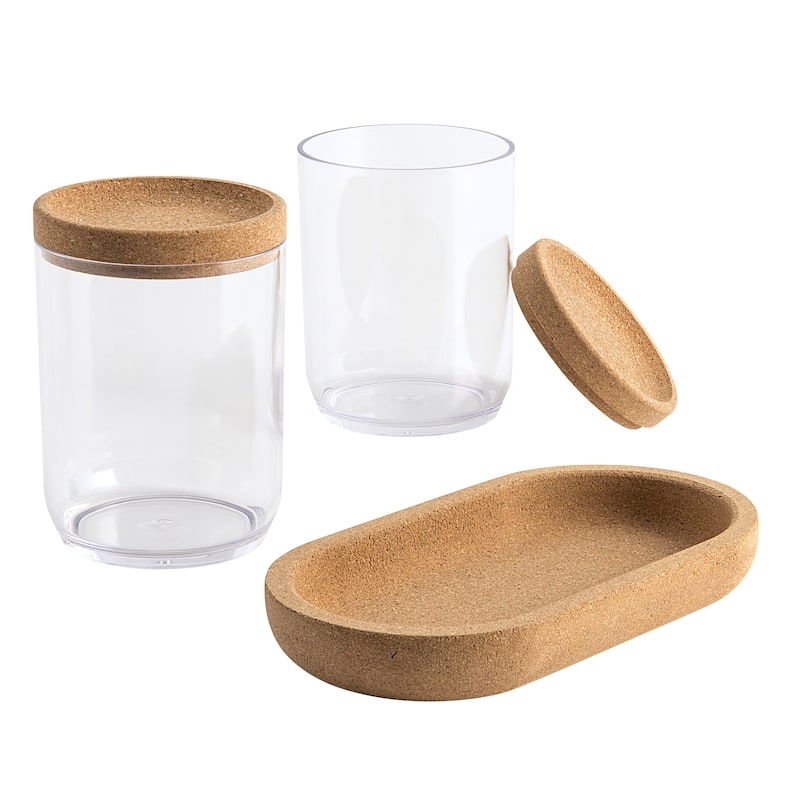 Canister with Cork Tray Set