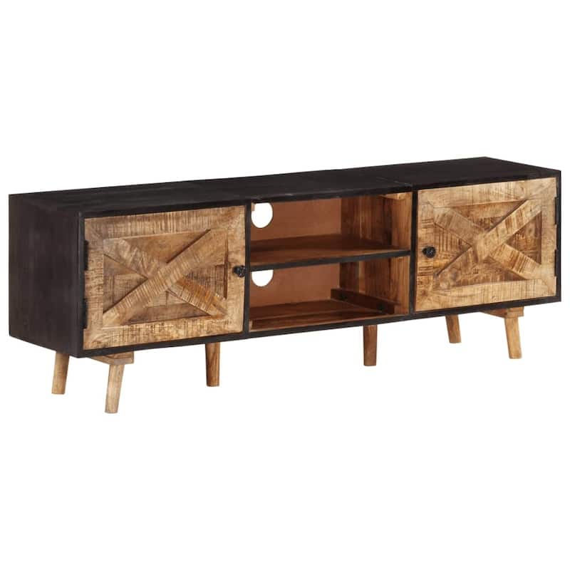 vidaXL TV Stand 55.1"x11.8"x18.1" Rough Mango Wood and Solid Wood Acacia - 55.1" x 11.8" x 18.1"