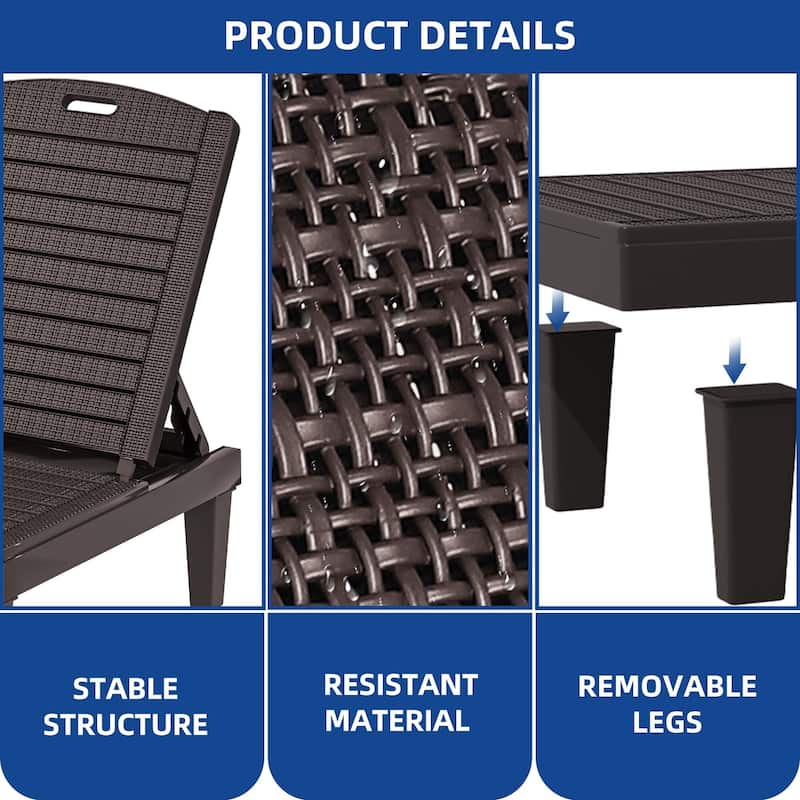 Outdoor Chaise Lounge Chairs (Set of 2) with Adjustable Backrest