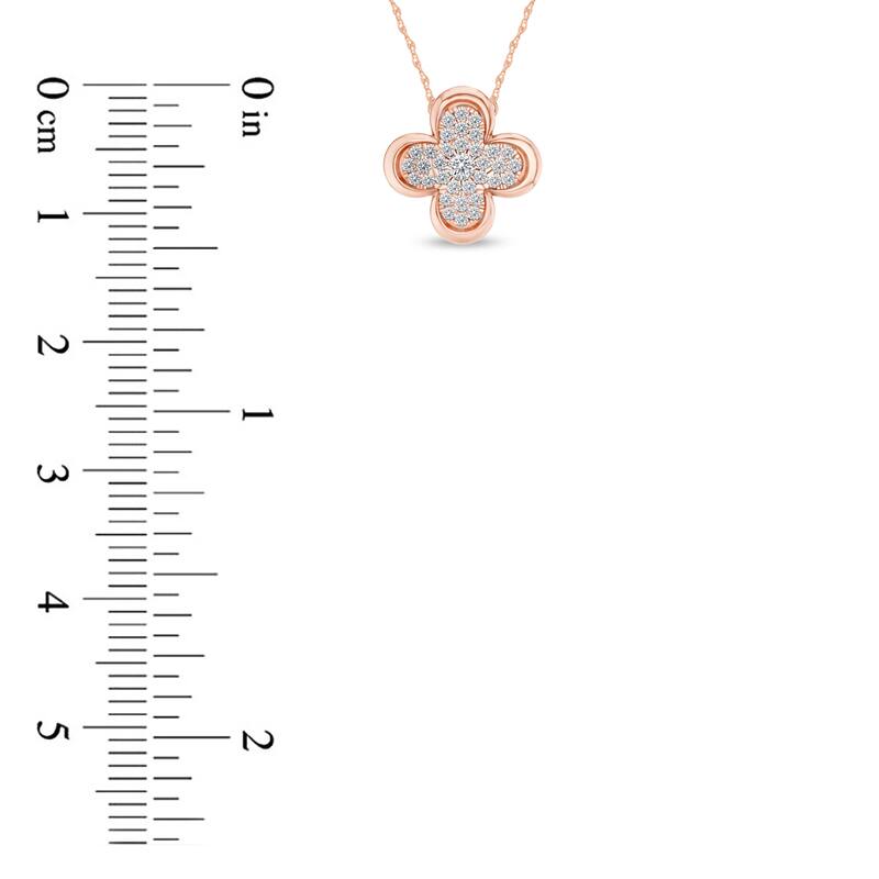 1/5ct TDW Diamond Clover Frame Pendant Necklace in 10k Gold for Women
