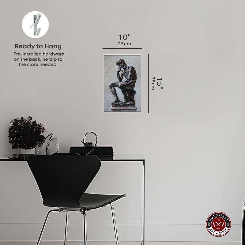 Notoriart Ebony Statue In Thought Framed Men Style 1 Piece Canvas Wall Art