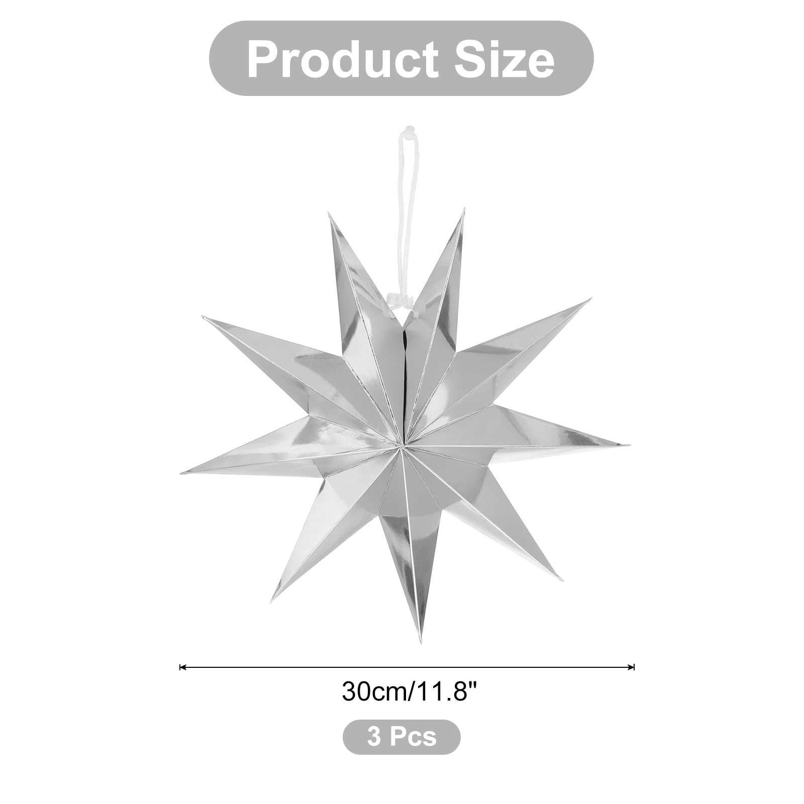 Paper Star Lanterns, Hanging Star Paper Lantern Hanging Lampshade for Christmas Wedding,Graduation Party Supplies - 30cm