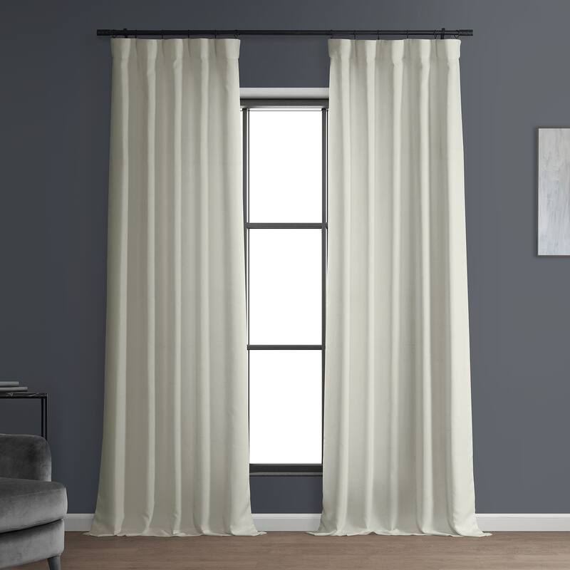 Exclusive Fabrics Italian Faux Linen Room Darkening Curtains (1 Panel) - Sophisticated Drapery for Versatile Décor - 50 X 120 - Magnolia Off White