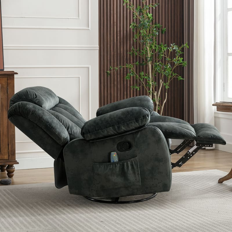 360° Rotatable Swing Manual Massage Rocker Recliner With Heat And Vibration