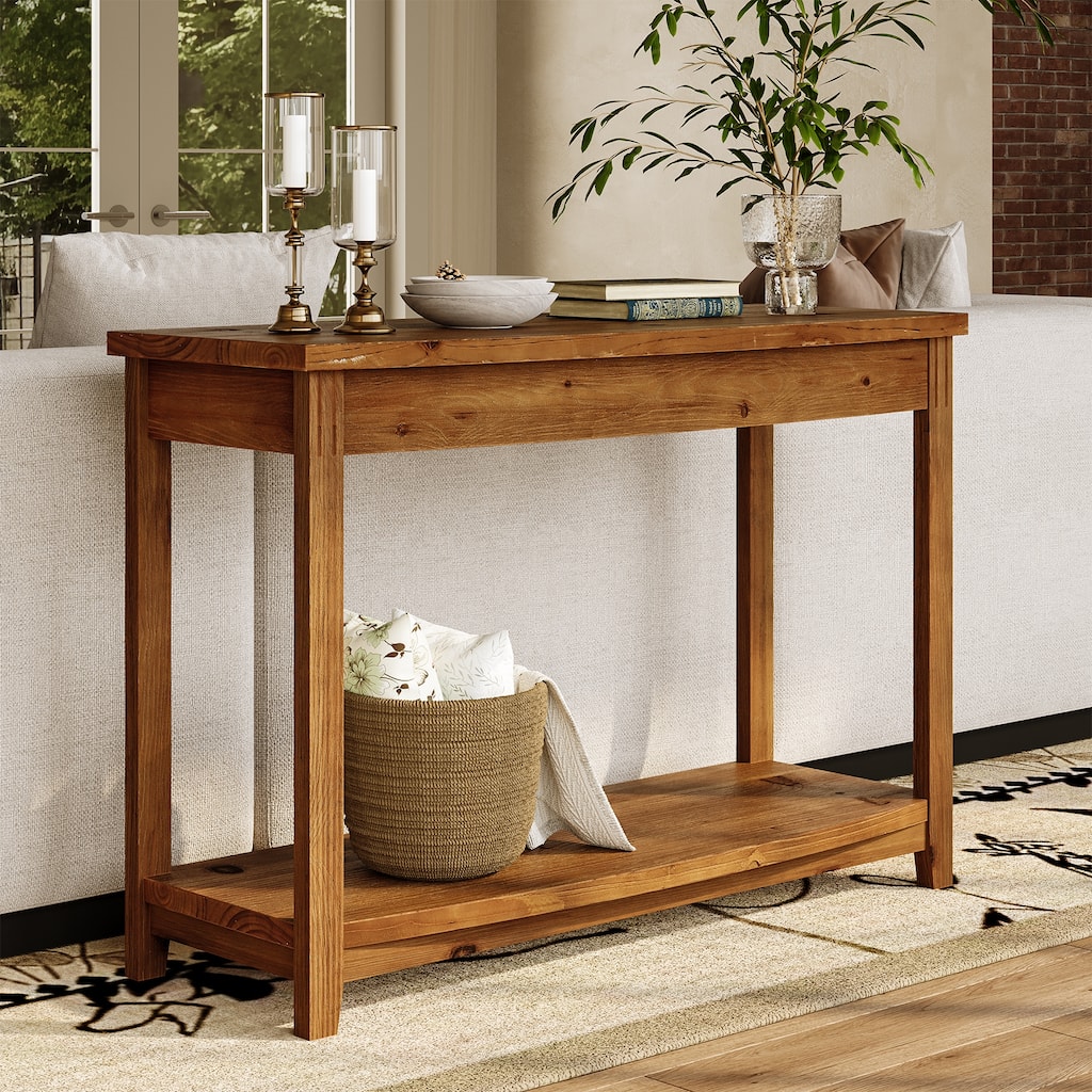 41.3" Solid Wood Console Table with Storage Shelf