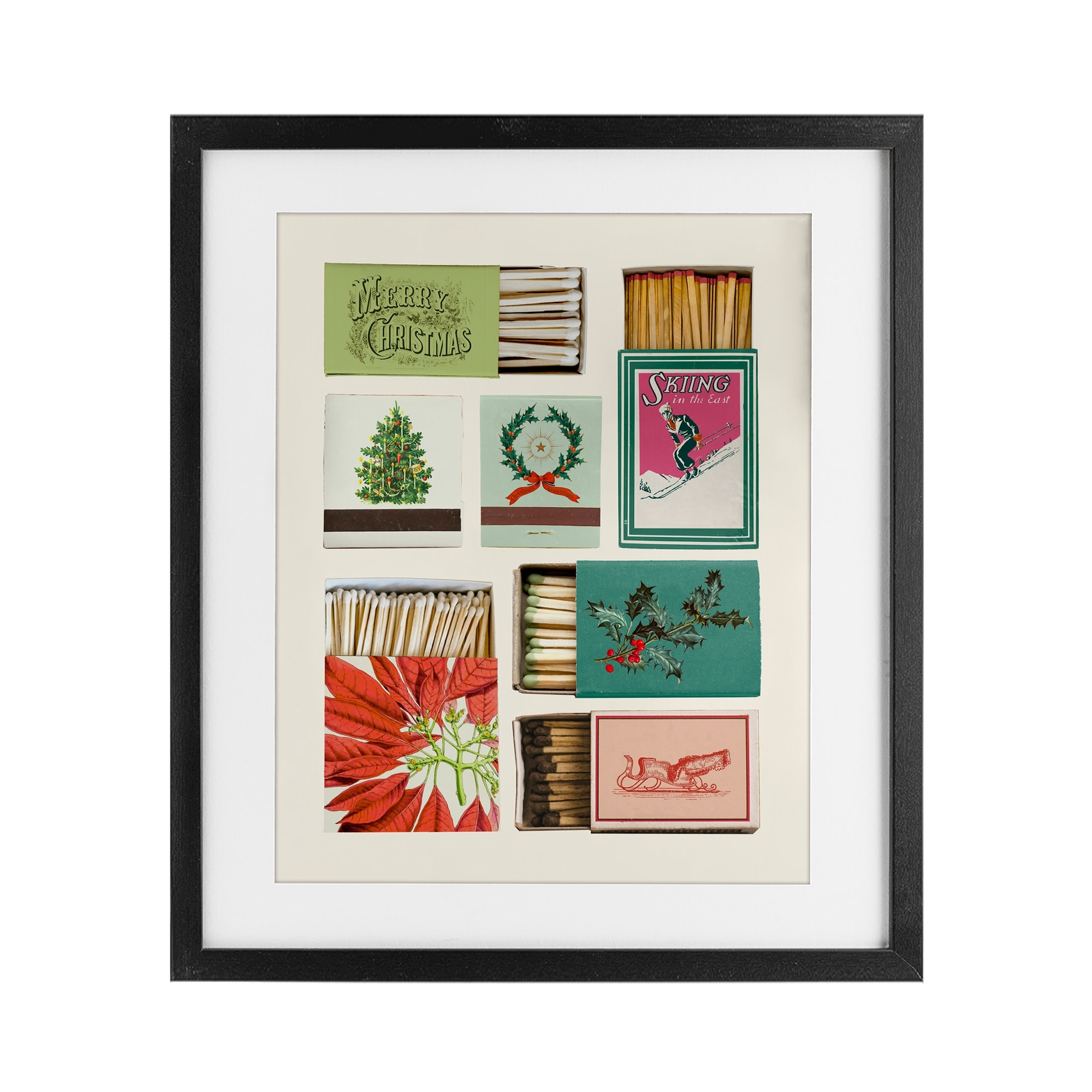 Stupell Seasonal Winter Match Boxes Under Glass Framed Design By Victoria Barnes