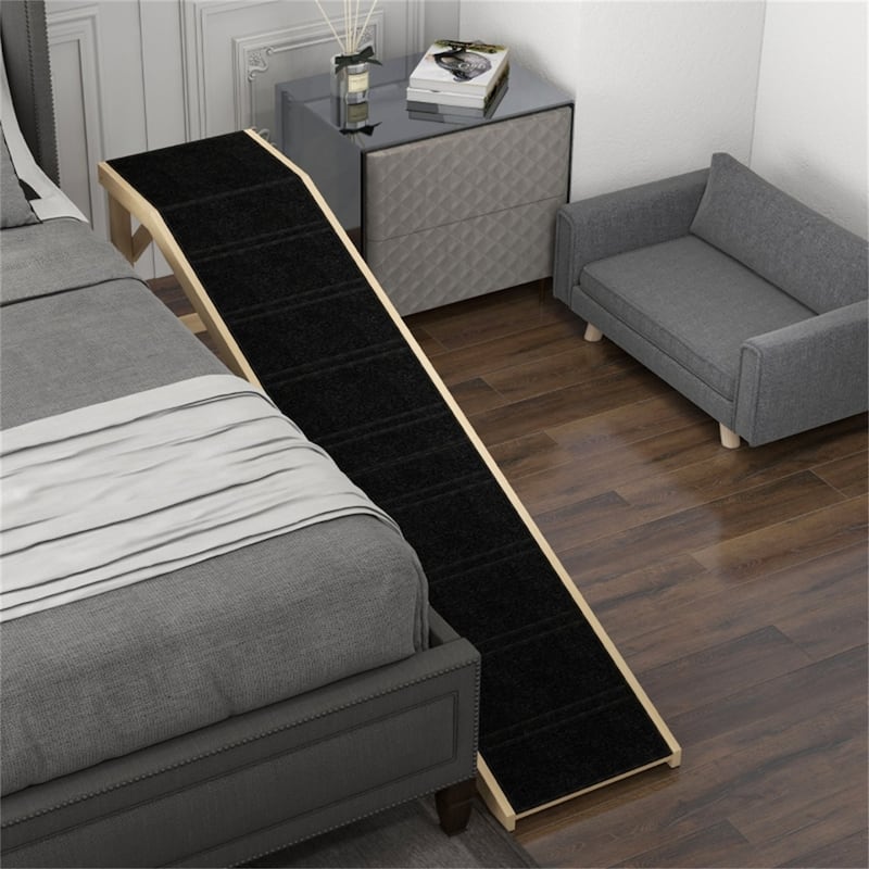 Pine Wood Pet Ramp with Anti-Slip Surface for Security and Safety - 74" L x 16" W x 25" H