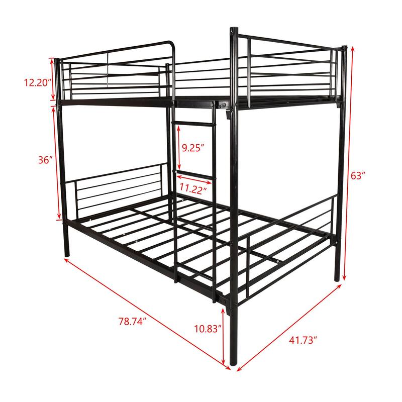 Twin Over Twin Bunk Metal Bed with Ladder