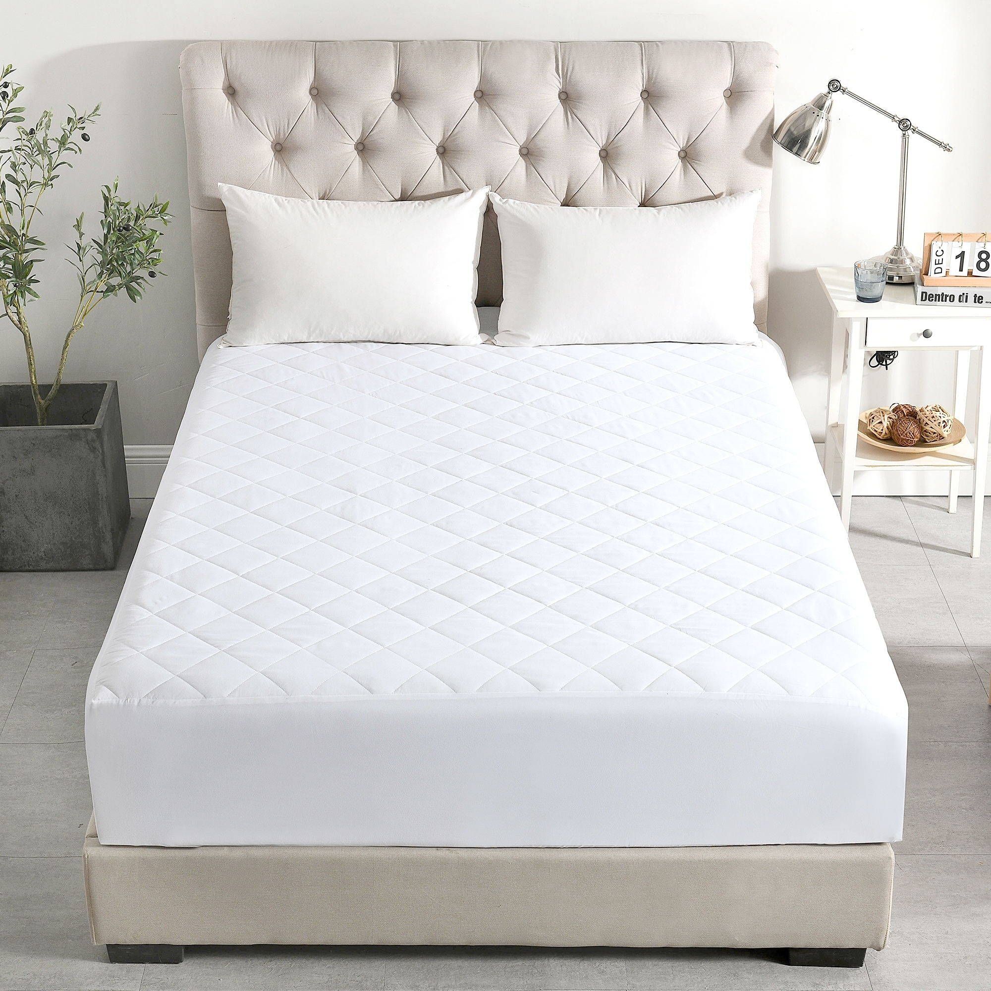 Bare Home Quilted Fitted Mattress Pad, Twin XL - White