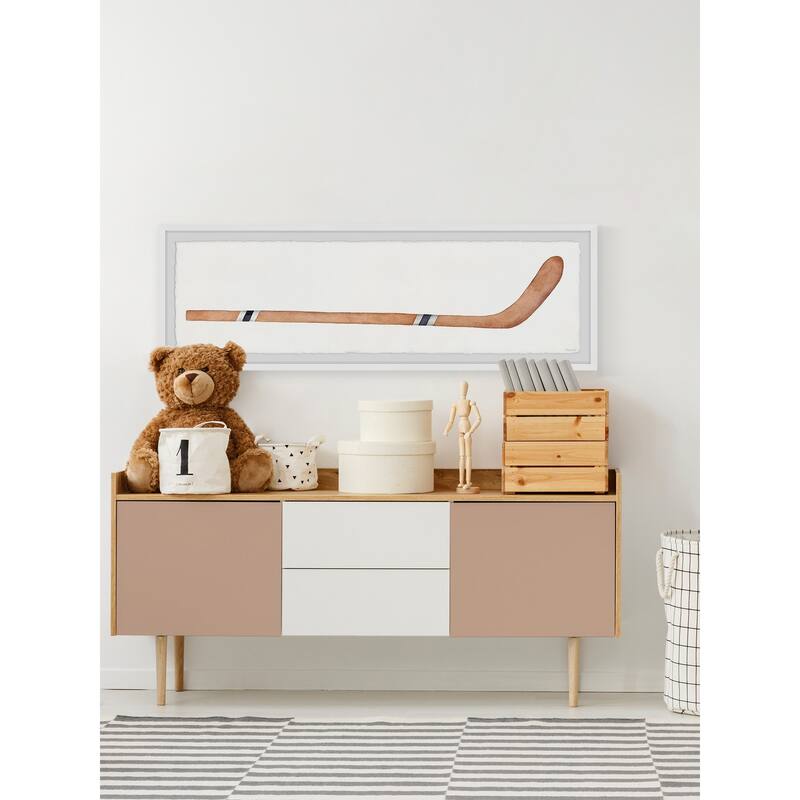 'Brown Hockey Stick' Framed Painting Print