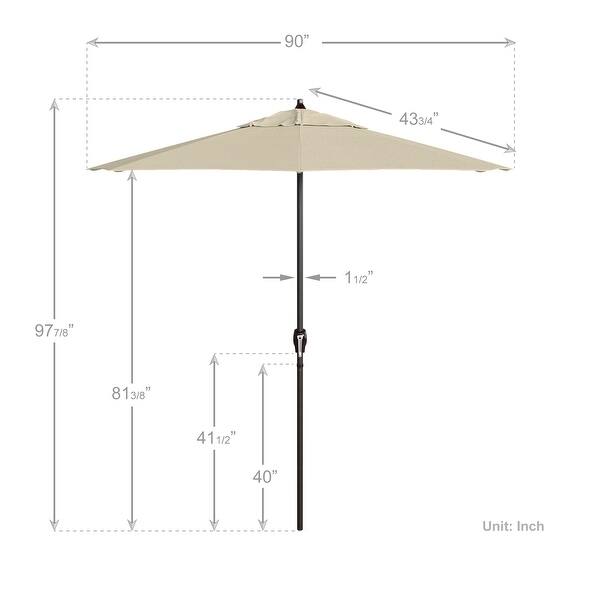 dimension image slide 6 of 20, North Bend7.5 Foot Crank Lift Auto Tilt Patio Umbrella Outdoor Rated Acrylic Fabric by Havenside Home