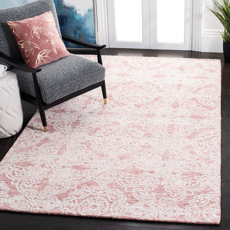 SAFAVIEH Handmade Metro Bhavani French Country Wool Rug - 6' x 9' - Dark Pink/Ivory