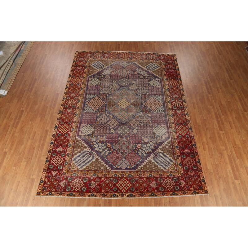 Hand Knotted Oriental 100% Wool Carpet Traditional Geometric Navy Blue & Blues Najafabad Area Rug - 12' 10'' X 9' 1''