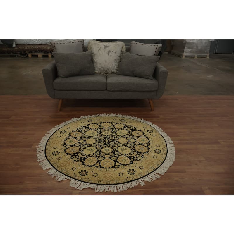 Hand Knotted Oriental 100% Wool Carpet Traditional All-Over Black Ziegler Area Rug - 4' 2'' X 4' 2''