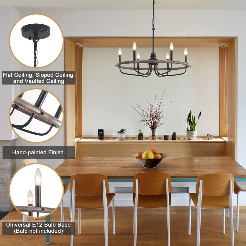 6-Light Candlestick Hanging Linear Foyer Chandelier Lighting Fixture for Dining Room Kitchen Island
