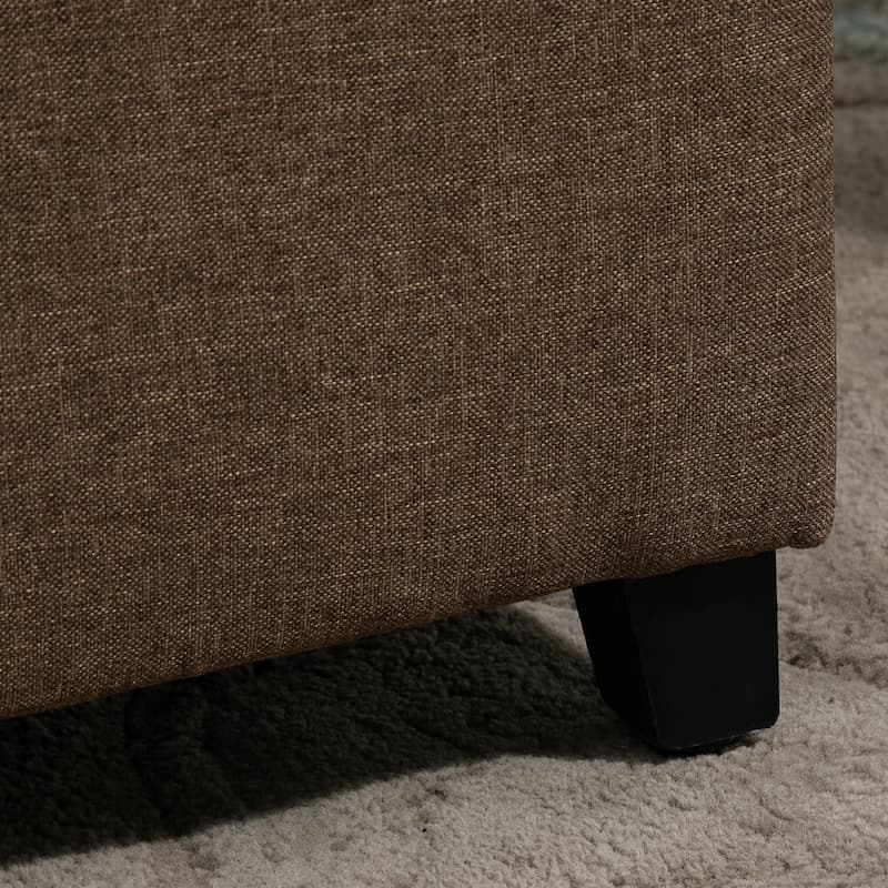 HOMCOM Tufted Ottoman Linen-Touch Fabric Upholstered Footrest Stool with Anti-Slip Pads