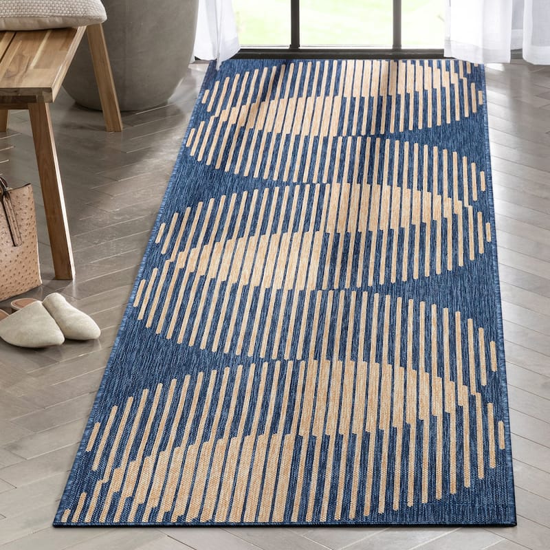 Well Woven Medusa Alder Indoor Outdoor Striped Modern Area Rug