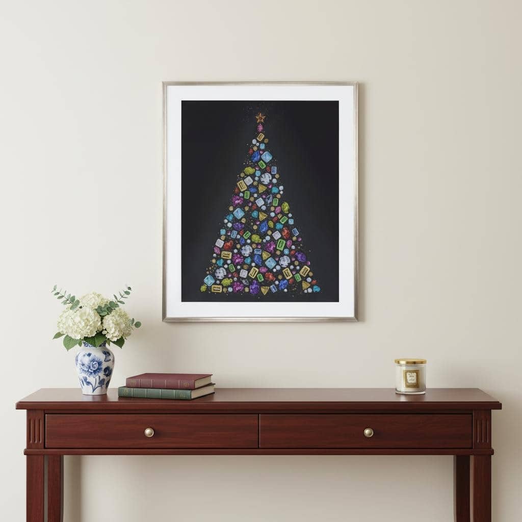 HomeRoots Bejeweled Christmas Tree Champagne Framed Wall Art