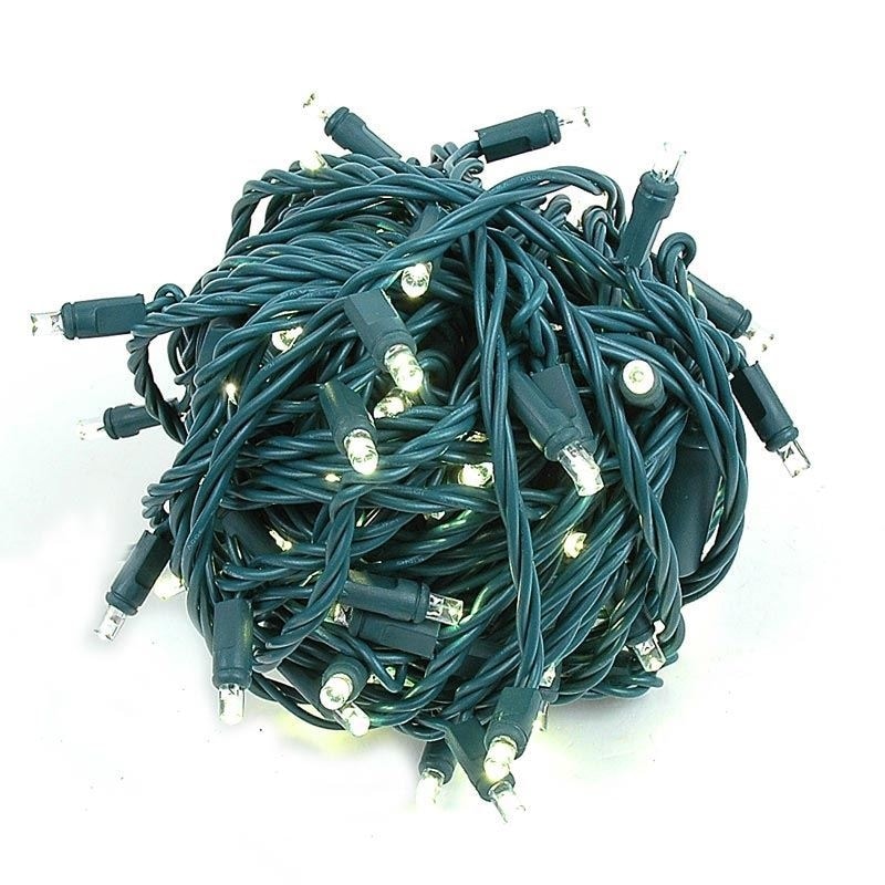100 Light LED Coaxial Christmas Mini Light Set, Warm White, Green Wire, 34’
