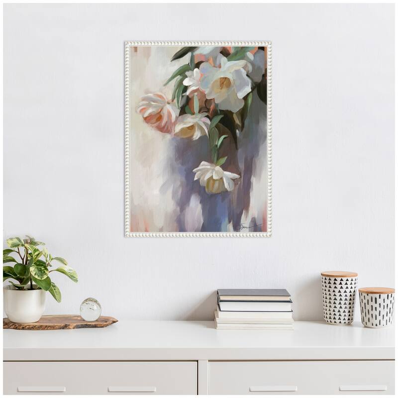 Kate and Laurel Sylvie Dangle Thumb Pastel Flower Bouquet Framed Canvas by Mary Sparrow