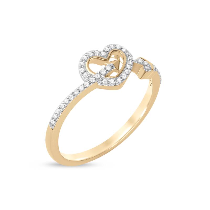 1/8ct TDW Diamond Arrow Heart Ring in 10K Gold for Women